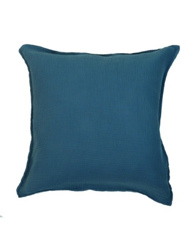 Taie d'oreiller gaze de coton bleu orage 65X65 CM
