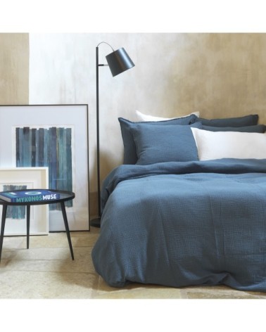 Taie d'oreiller gaze de coton bleu orage 65X65 CM