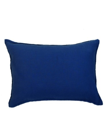 Taie d'oreiller gaze de coton bleu nuit 50X70 CM