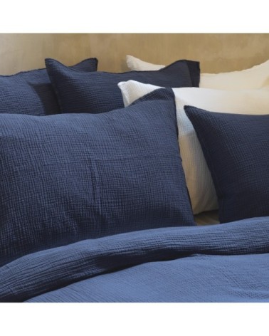 Taie d'oreiller gaze de coton bleu nuit 50X70 CM