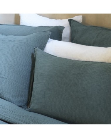 Taie d'oreiller gaze de coton émeraude 50X70 CM