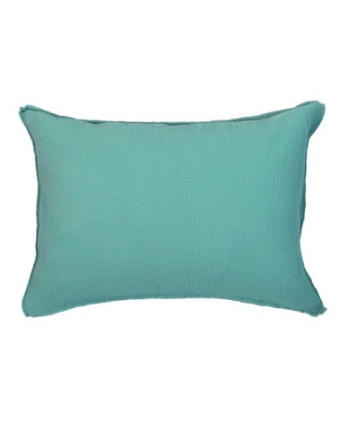 Taie d'oreiller gaze de coton bleu minéral 50X70 CM