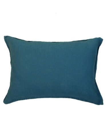 Taie d'oreiller gaze de coton bleu orage 50X70 CM