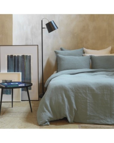 Housse de couette gaze de coton bleu minéral 260X240 CM