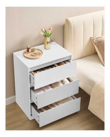 Commode chambre 3 tiroirs 40 x 60 x 75 cm style moderne blanc neige