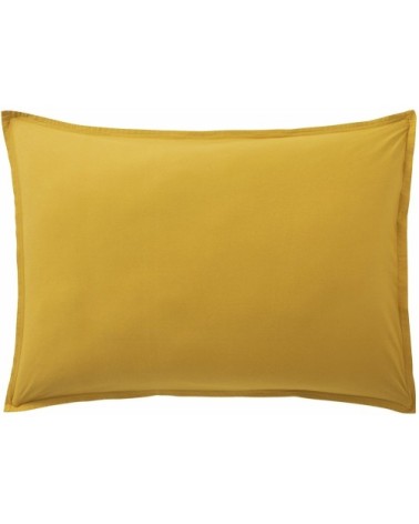 Taie d'oreiller percale de coton jaune 50x70 cm
