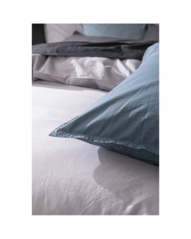 Taie d'oreiller percale de coton bleu 50x70 cm