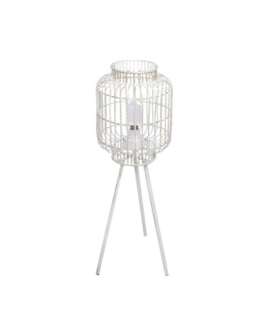 Lampe sur pied blanche en métal patiné or transportable led