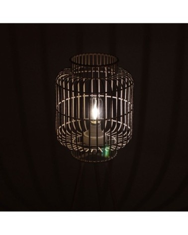 Lampe sur pied blanche en métal patiné or transportable led