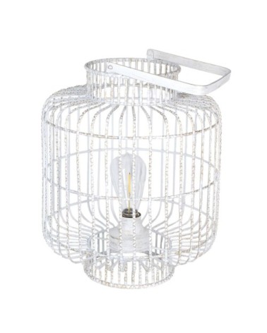 Lampe blanche en métal patiné or transportable led