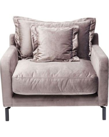 Fauteuil en velours taupe et acier