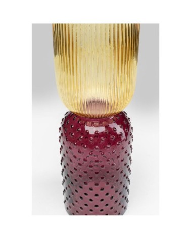 Vase en verre jaune et violet H38