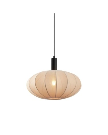 Suspension Japandi noire abat-jour tissu marron