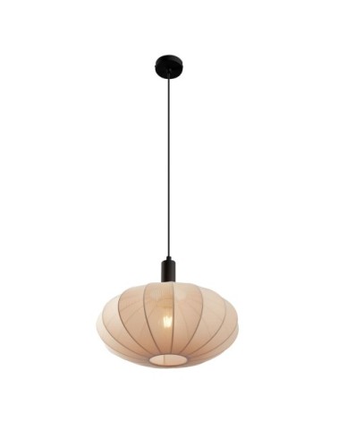 Suspension Japandi noire abat-jour tissu marron