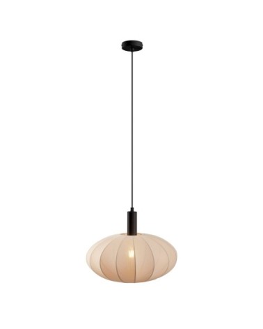 Suspension Japandi noire abat-jour tissu marron