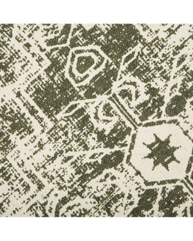 Tapis rond à franges blanc crème et vert D120cm