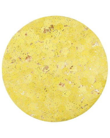Tapis en cuir véritable jaune 140x140cm