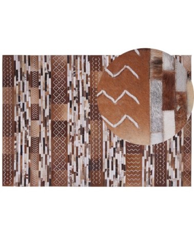 Tapis en cuir véritable marron 230x160cm