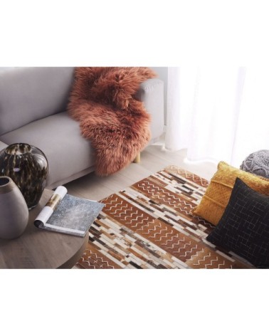 Tapis en cuir véritable marron 230x160cm