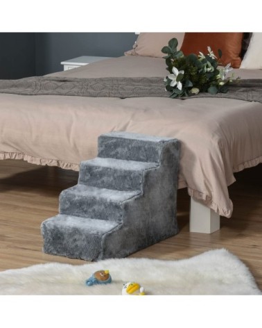 Escaliers pour chiens panneaux de particules gris clair