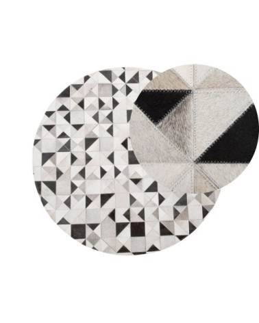 Tapis en cuir véritable beige 140x140cm