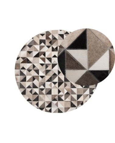 Tapis en cuir véritable multicolore 140x140cm