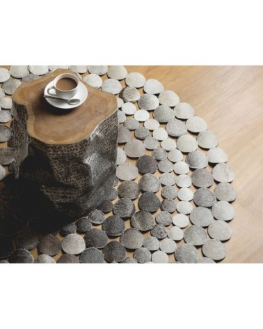 Tapis rond en cuir véritable D140cm