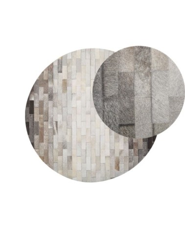 Tapis en cuir véritable marron 140x140cm