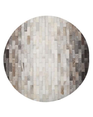 Tapis en cuir véritable marron 140x140cm