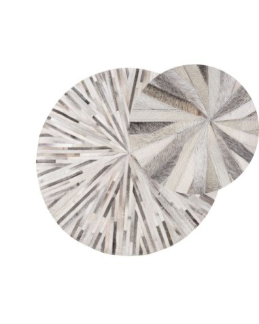 Tapis rond en cuir gris 140cm