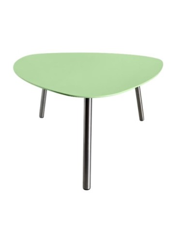 Table basse de jardin aluminium vert pieds inox brossé D74cm