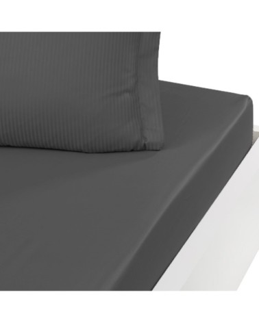 Drap housse uni en satin de coton Anthracite 140x190 cm