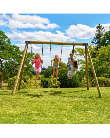 Portique 2 balançoires et vis-à-vis en bois marron h190cm