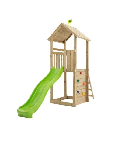 Tour de jeux toboggan en bois marron h270cm