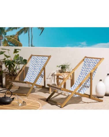 Chaise longue en bois solide bleu