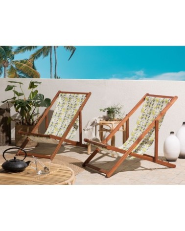 Chaise longue en bois solide multicolore