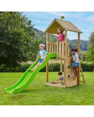 Tour de jeux toboggan en bois marron h270cm