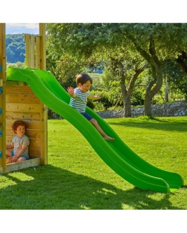 Tour de jeux toboggan en bois marron h270cm