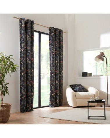 Rideau à oeillets dorés 200x268 cm Noir bleuté