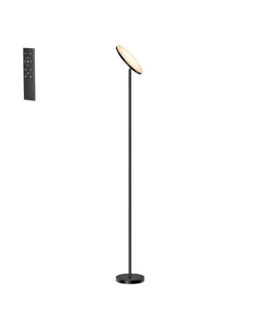 Lampadaire sur pied tête pivotante télécommande pour salon bureau noir