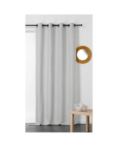 Rideau rayé esprit bohème chic coton beige 260 x 135
