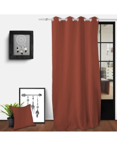 Rideau à illets spirit coton brique 250 x 135