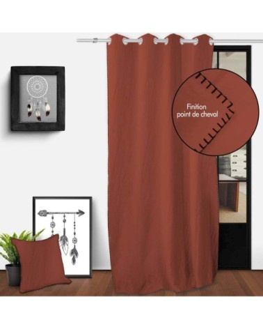 Rideau à illets spirit coton brique 250 x 135