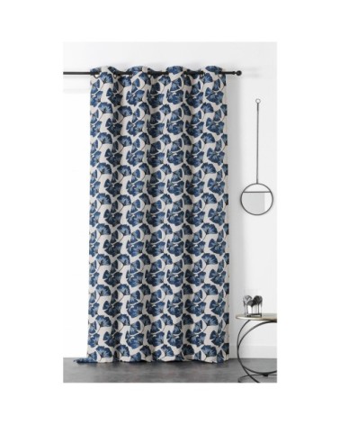 Rideau jacquard biloba bleu 240 x 140