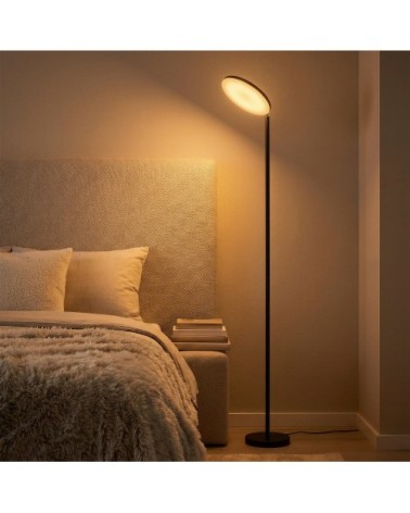 Lampadaire sur pied tête pivotante télécommande pour salon bureau noir