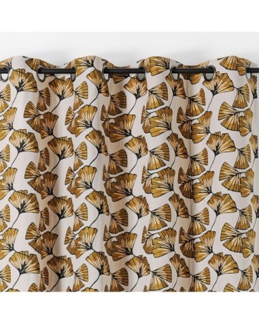 Rideau jacquard biloba jaune 240 x 140