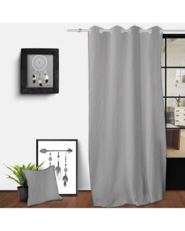 Rideau à illets spirit coton gris 250 x 135