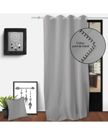 Rideau à illets spirit coton gris 250 x 135