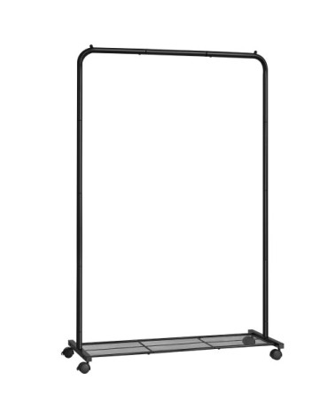 Portant à vêtements mobile avec étagère en métal noir
