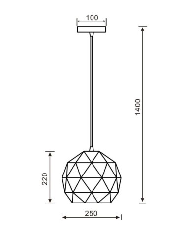 Suspension en métal noir mat origami D25cm